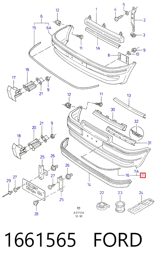 Купити Передній бампер Ford Escort IV GAF, AWF, ABFT