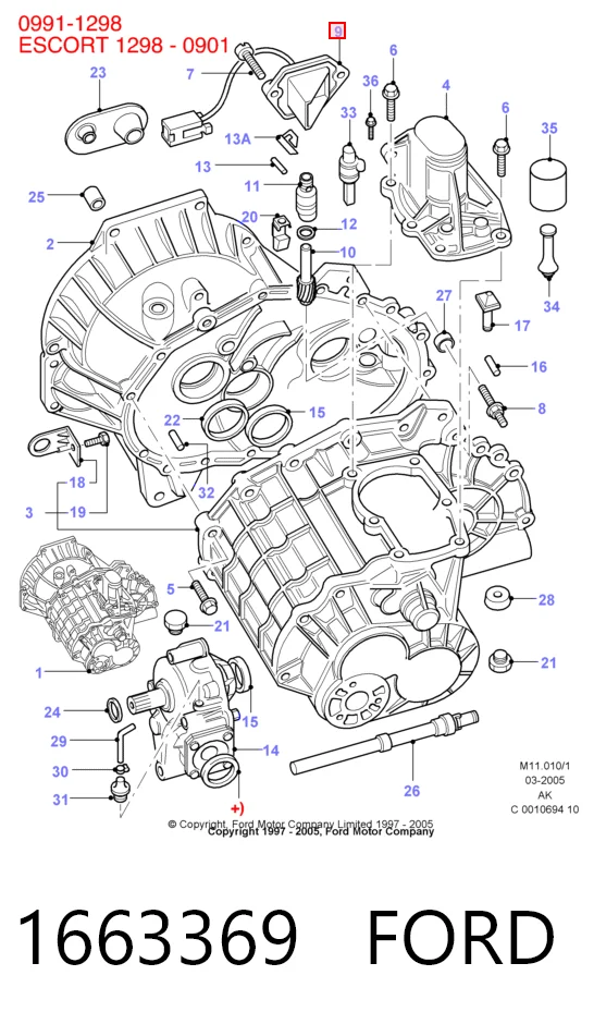 Датчик включення ліхтарів заднього ходу на Ford Mondeo II BFP