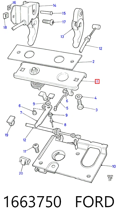 Запор капота (замок і привід замка капота) на Ford Transit IV T
