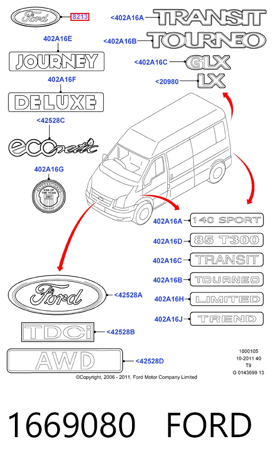 Купити Емблема кришки багажника Ford Transit IV E
