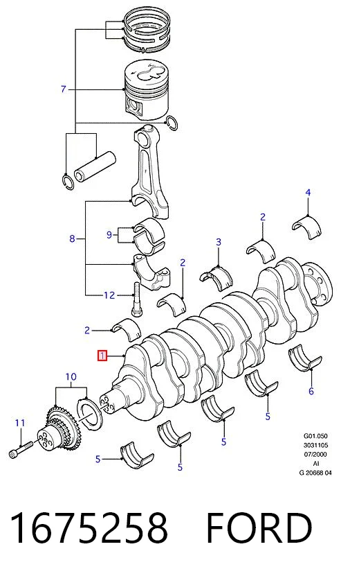 1675258 Ford Колінвал двигуна