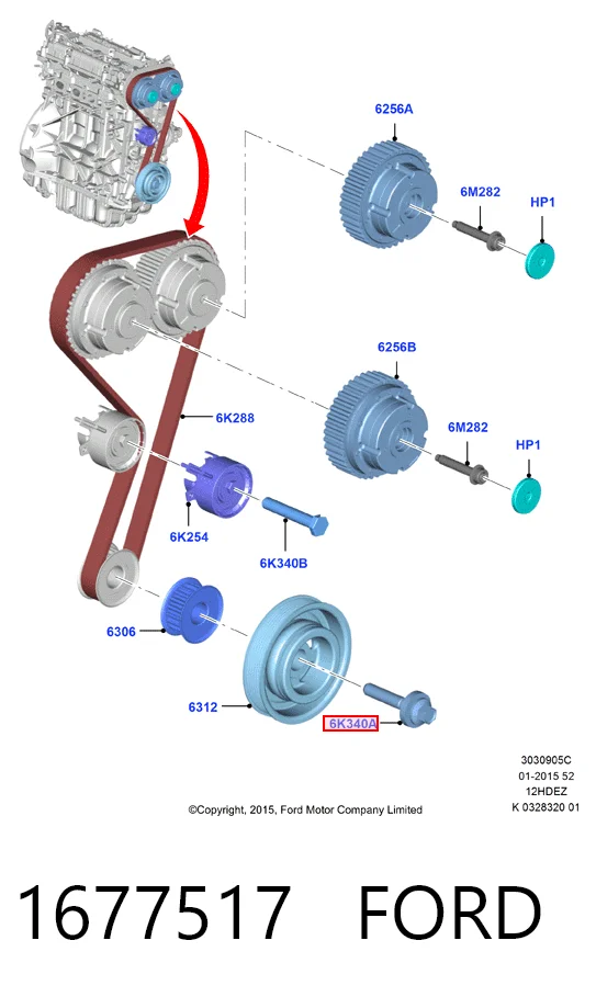 1677517 Ford Болт коленвала
