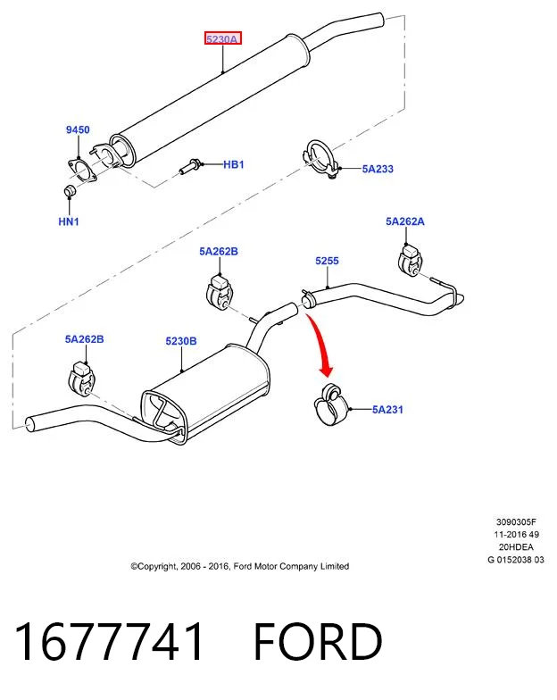 1677741 Ford Глушник передній