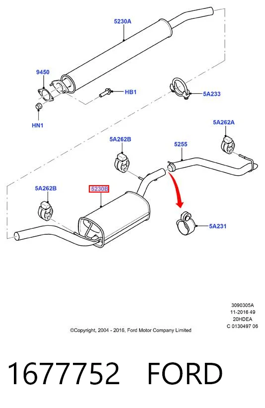 1677752 Ford Глушник, задня частина