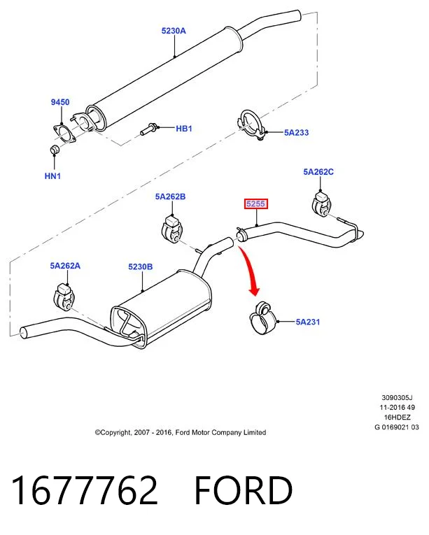 1677762 Ford Глушник, задня частина