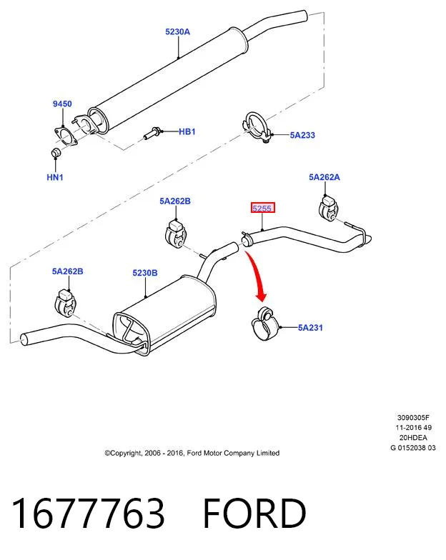 1677763 Ford Глушник, задня частина