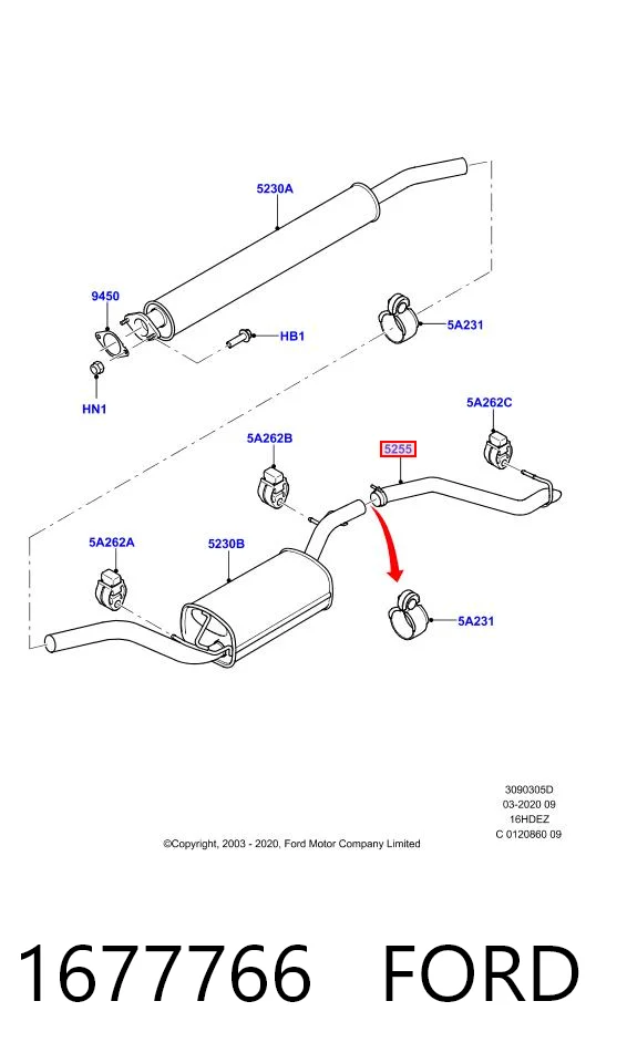 1677766 Ford Глушник, задня частина