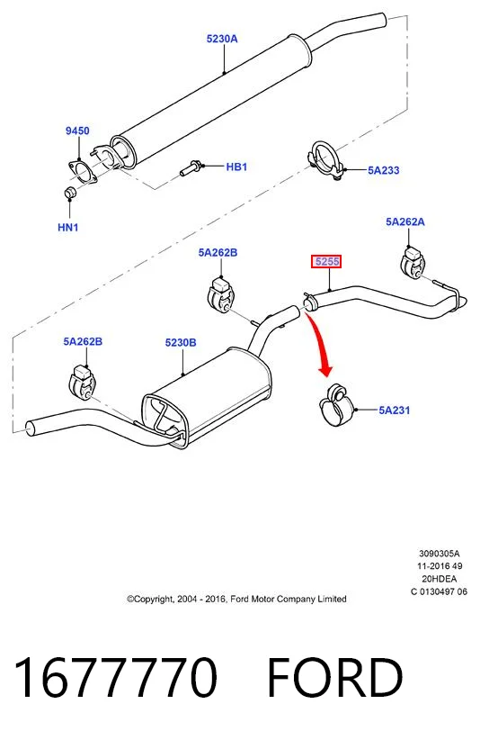 1677770 Ford Глушник, задня частина
