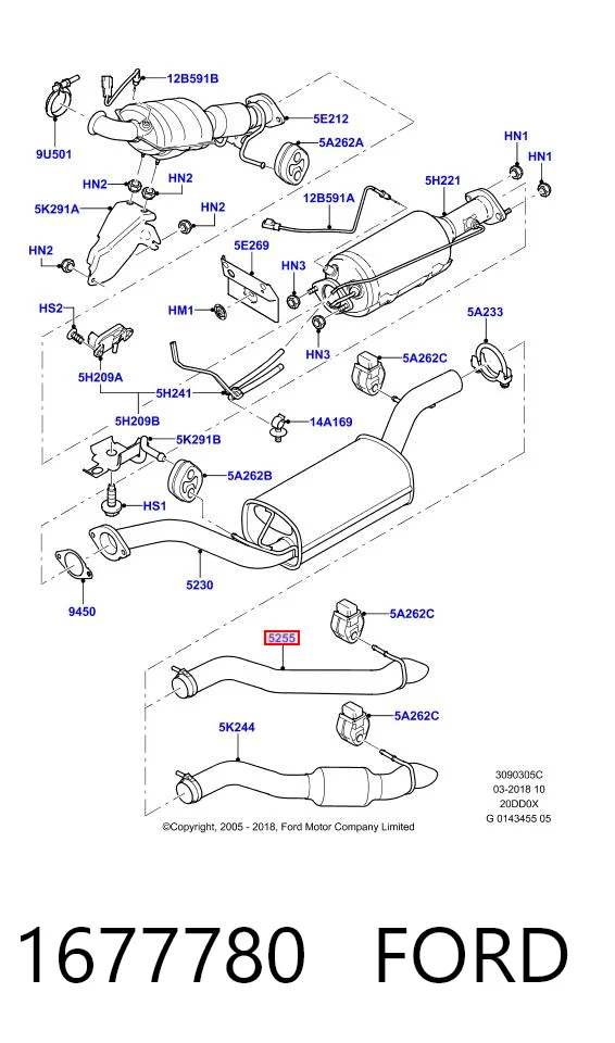 1677780 Ford Глушник, задня частина