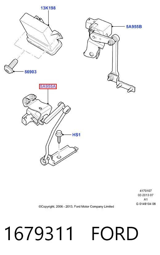 1679311 Ford Датчик рівня положення кузова, передній