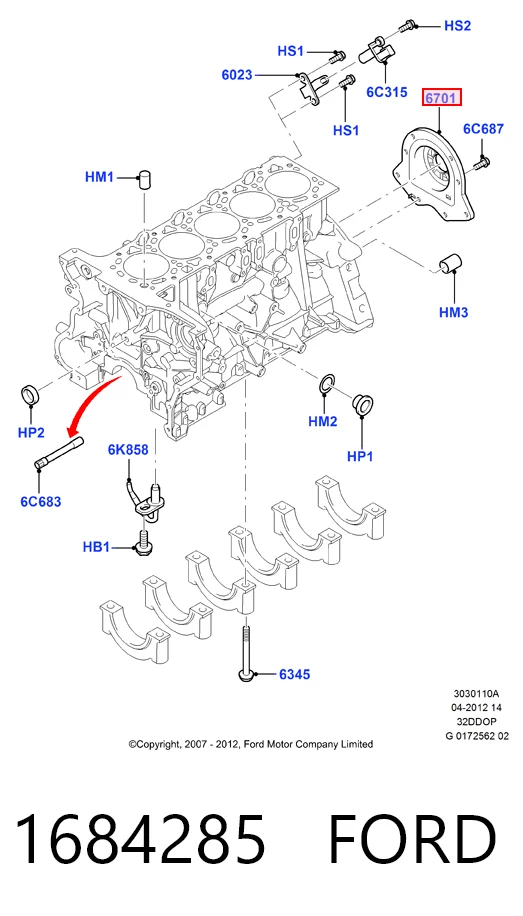 1684285 Ford Сальник коленвала корінний