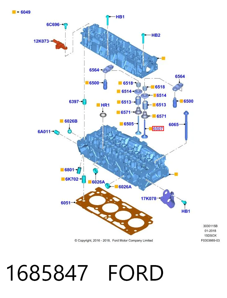 Клапан впускний AV6Q6507AA Ford