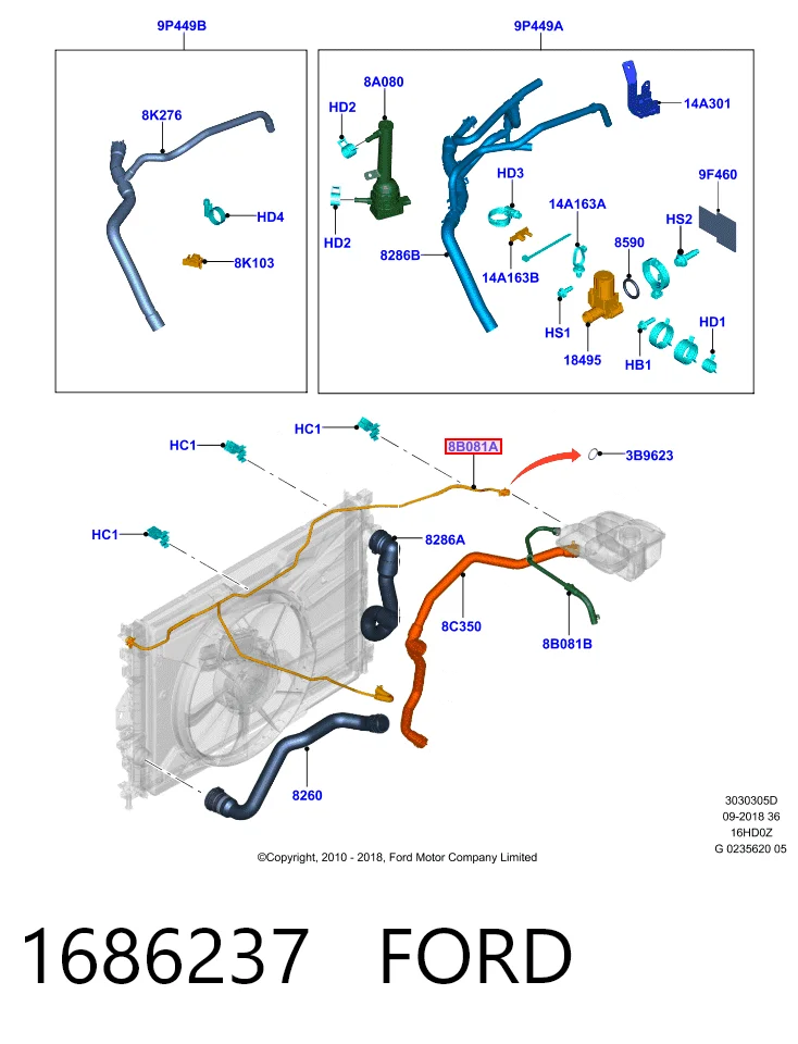 Шланг/патрубок системи охолодження Ford Focus III хетчбек (CB8) (2010 - 2020) ціна, від 27.91 USD