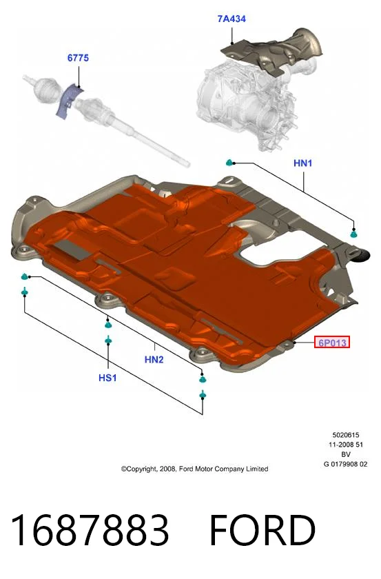 1687883 Ford Захист піддона двигуна