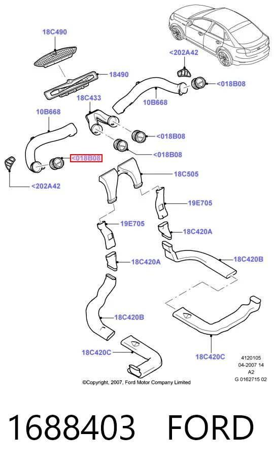 1688403 Ford Решітка повітропровода