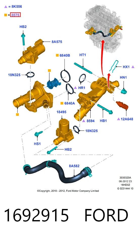 Корпус термостата 31339237 Volvo
