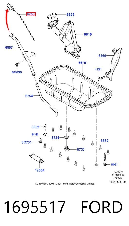 1695517 Ford Покажчик рівня масла