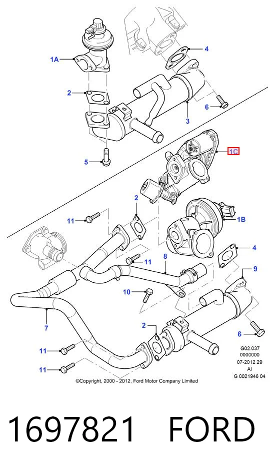 1697821 Ford Клапан рециркуляції відпрацьованих газів EGR