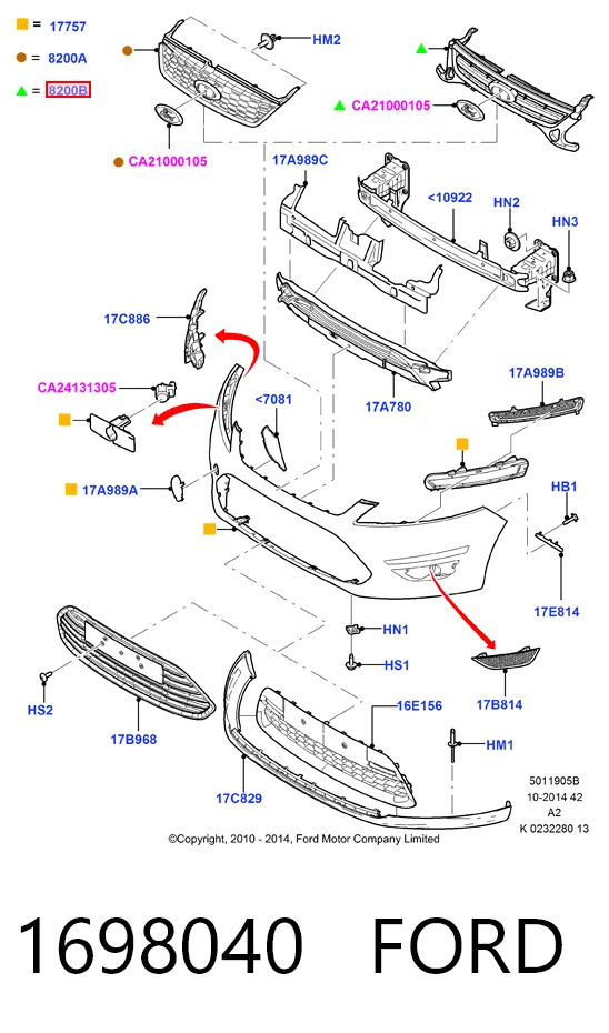 Купити Решітка радіатора Ford Mondeo IV CA2