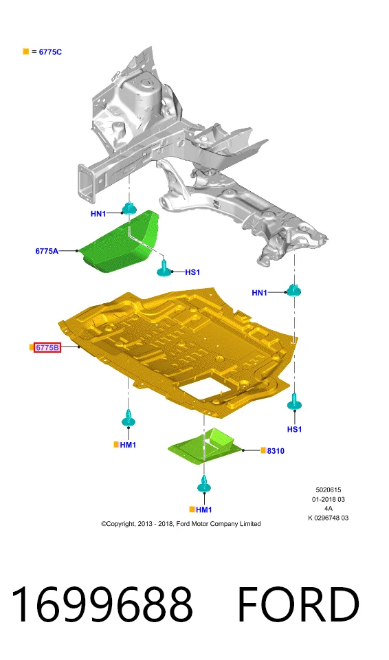 Захист моторного відсіку Ford Fiesta Mk6 хетчбек (CB1) (2008 - 2016) ціна, від 38.22 USD