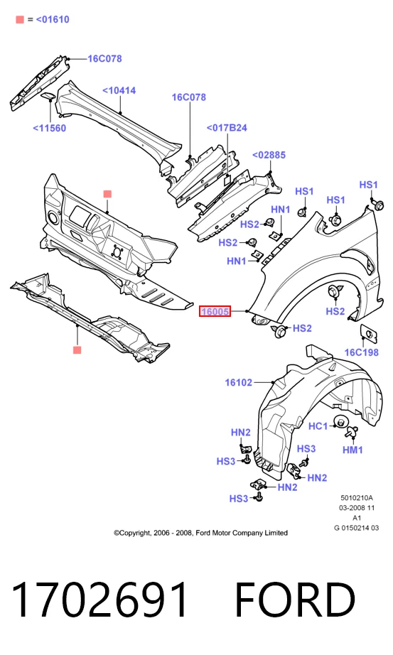 Ліве переднє крило Ford S-Max мінівен (CA1) (2006 - 2014) ціна, від 60.26 USD
