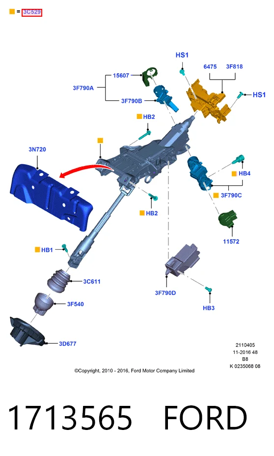 Рульова колонка Ford Focus III седан (CB8) (2010 - 2020) ціна, від 17.94 USD