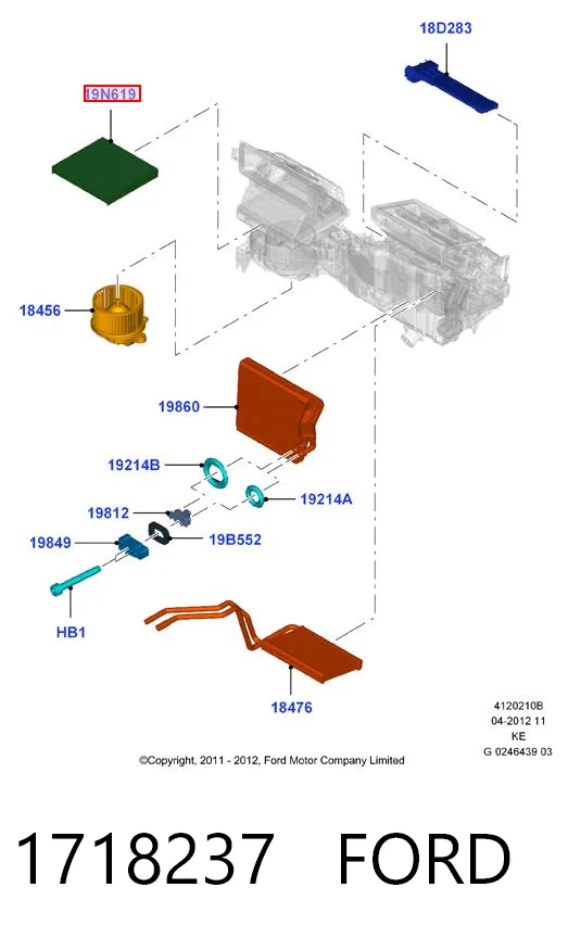 1718237 Ford Внутрішньосалонний фільтр