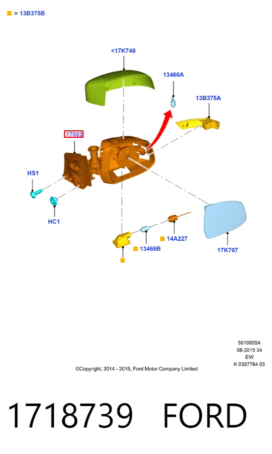Праве бічне дзеркало Ford Focus III седан (CB8) (2010 - 2020) ціна, від 68.42 USD