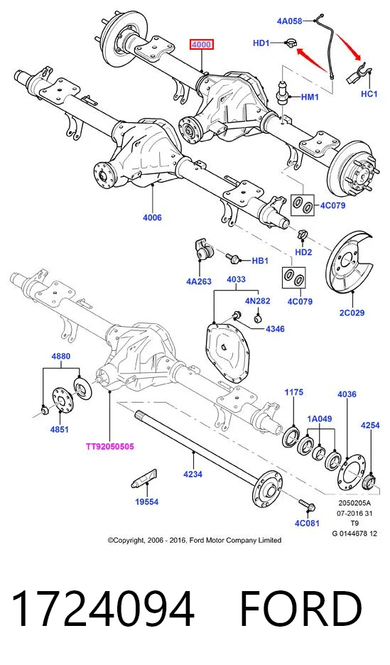 1724094 Ford Міст середній в зборі