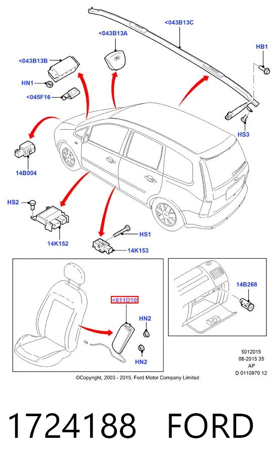 1724188 Ford Подушка Айрбег спинки сидіння правого
