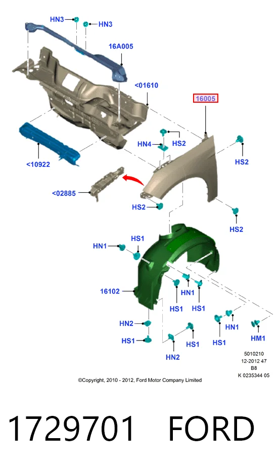 Переднє ліве крило на Ford Focus III CB8