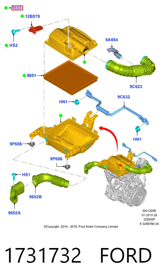 1731732 Ford Коробка фільтра