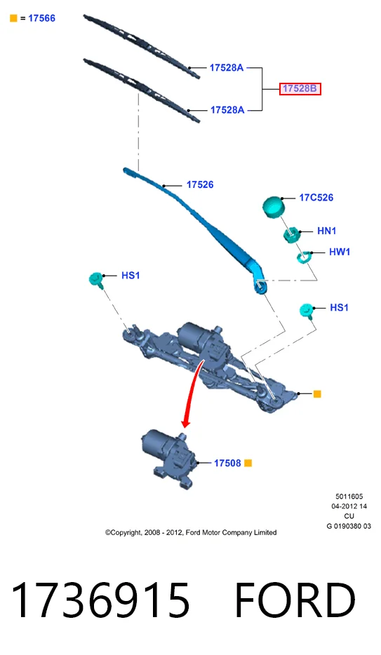 1736915 Ford Склоочисники лобового скла