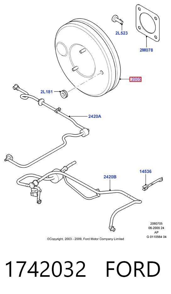 1742032 Ford Підсилювач гальм вакуумний