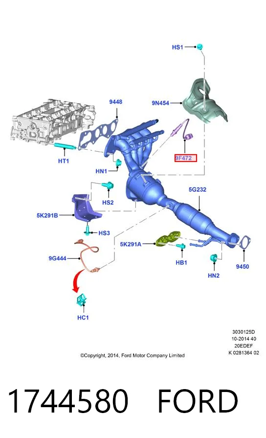 1744580 Ford Лямбдазонд, датчик кисню до каталізатора