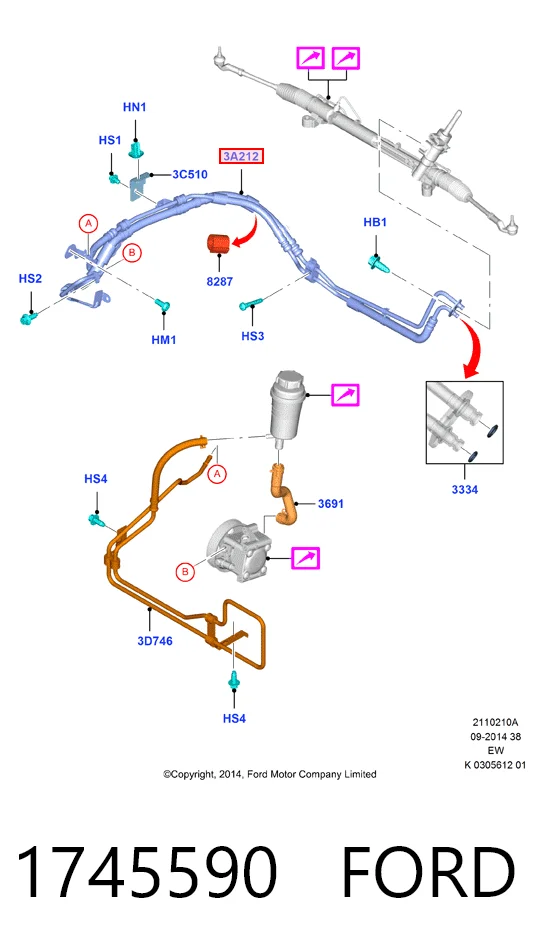 Патрубок високого тиску гідропідсилювача Ford Focus III седан (CB8) (2010 - 2020) ціна, від 65.81 USD