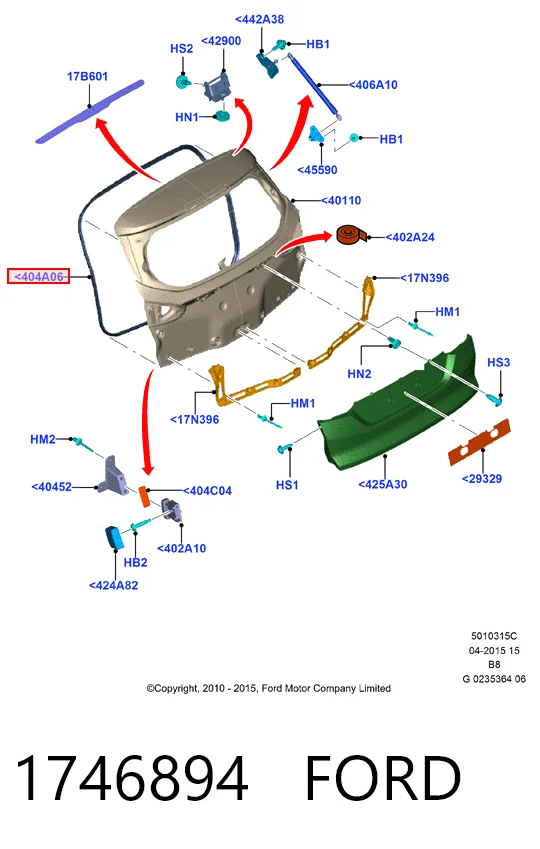 Ущільнювач задніх 3/5-й двері BM51N404A06SF Ford