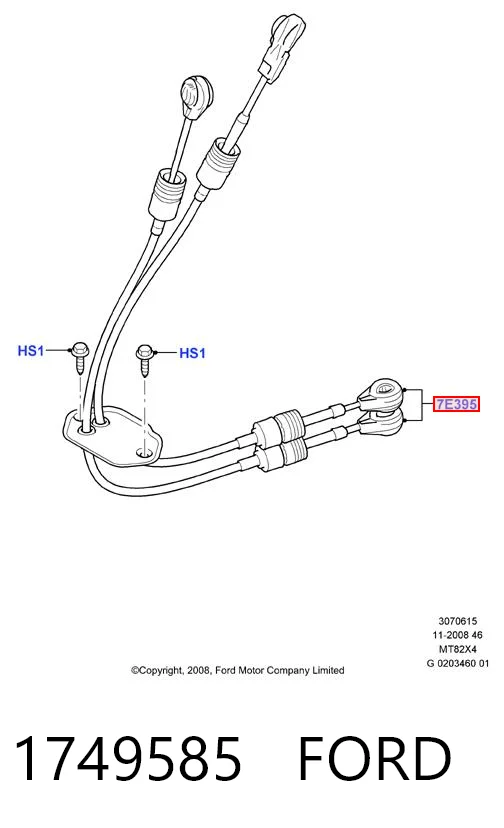1749585 Ford Трос коробки передач