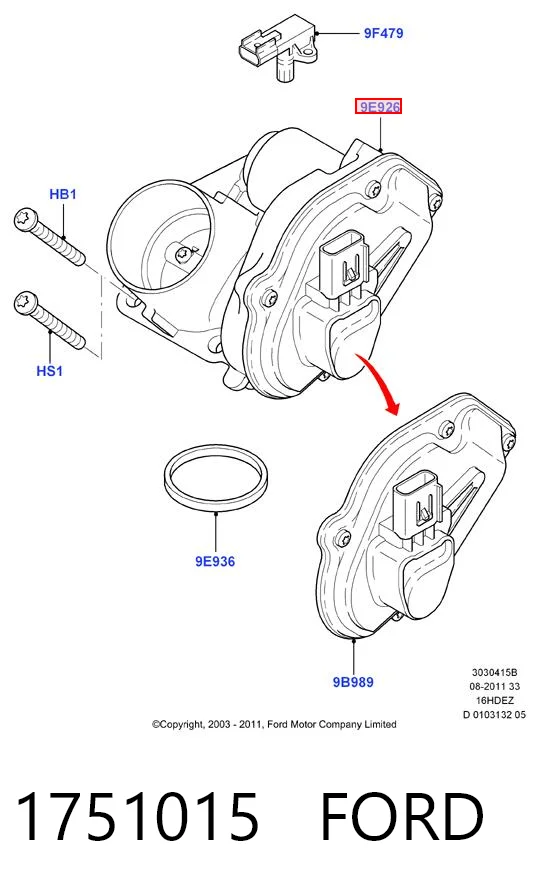 1751015 Ford Дросільна заслінка в зборі