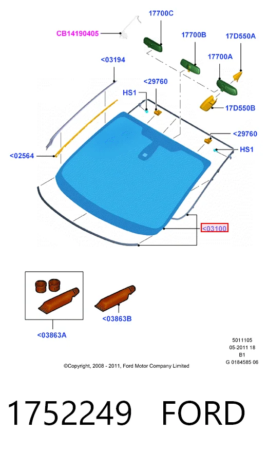 Купити GS2811D14P Pilkington Вікно вітрове