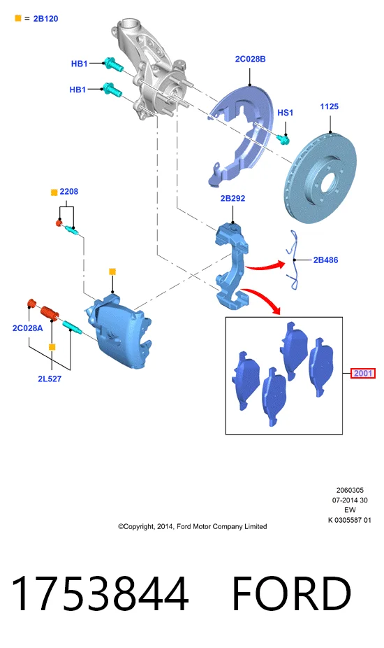 1753844 Ford Передні гальмівні колодки