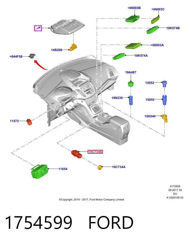 1754599 Ford Датчик температури автономного обігрівача