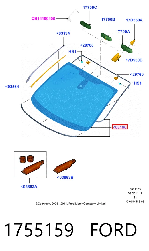 ST500823 Pilkington Автомобільне скло
