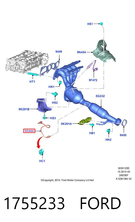 1755233 Ford Лямбда зонд після каталізатора