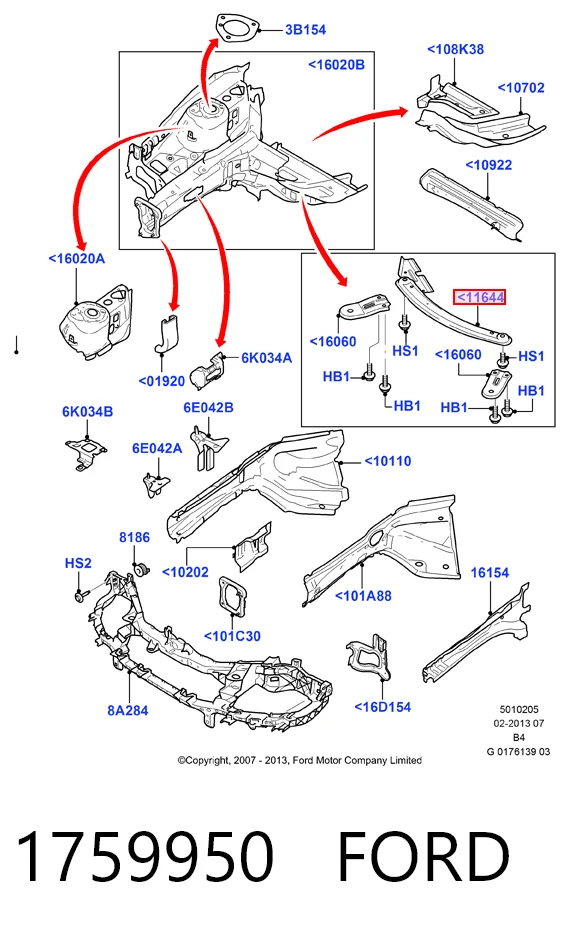 Купити 8V61A10684AC Ford Розпірка передніх стійок