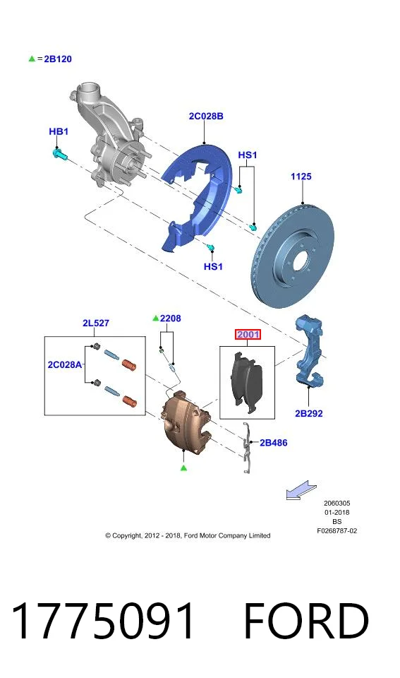 1775091 Ford Передні гальмівні колодки