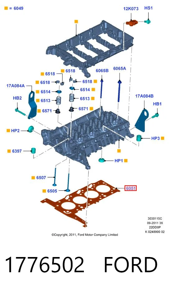 Прокладка головки блока циліндрів (ГБЦ) Ford Transit VII