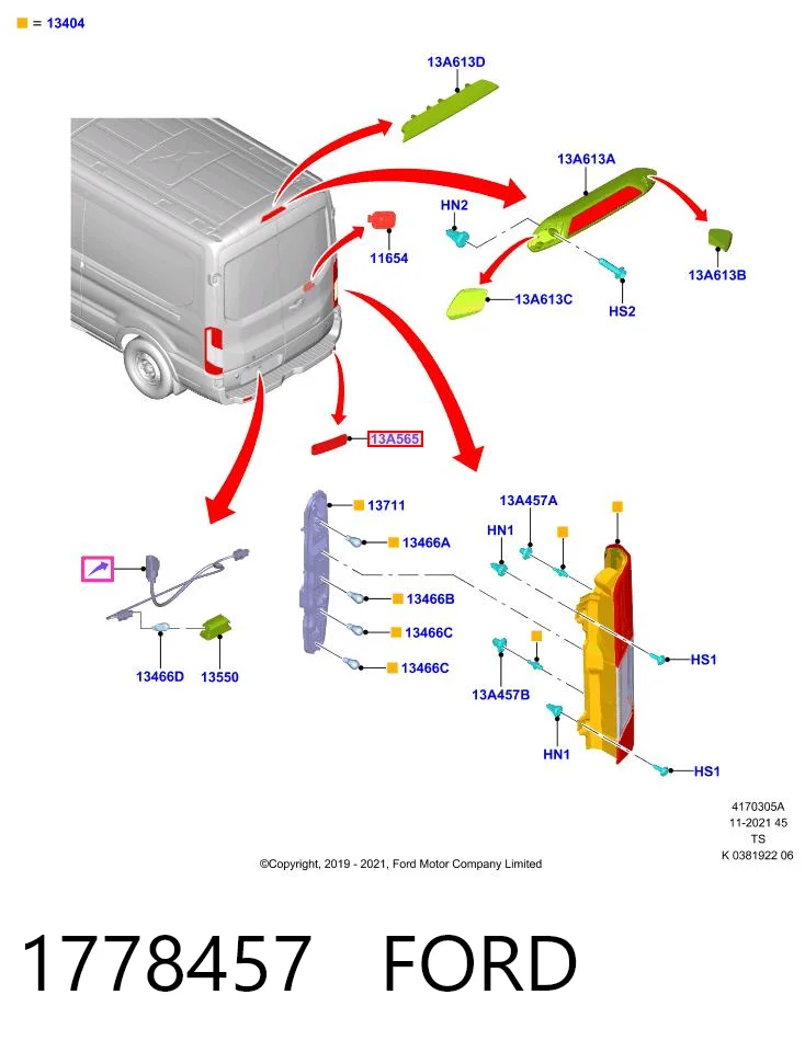 1778457 Ford Правий катафот бампера