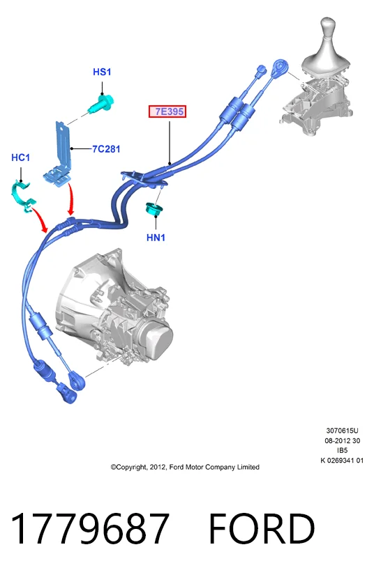 Купити C1BR7E395AA Ford Трос перемикання передач