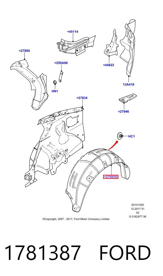 1781387 Ford Підкрилок задній правий